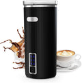 Kismile Milk Frother, 6-in-1 Electric Milk Steamer with Stainless Steel Inner Tank，Automatic Warm and Cold Foam Maker for Latte, Cappuccinos, Macchiato(Black)