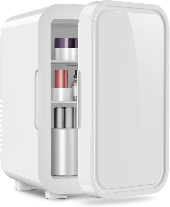 OSTBA Mini Fridge for Skincare, 6 Liter/8 Can 110V AC/DC Portable Thermoelectric Cooler Refrigerators for Bedroom, Skincare, Beverage, Office, Dorm Room and Car