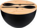 GEHE 12" Salad Bowls, Bamboo Fiber Salad Bowl with Lid, 7.7Qt Extra Large Mixing Bowls with Servers for Kitchen, Salad Serving Bowl Set with Utensils for Salad, Pasta, Fruits, Vegetables and Dessert