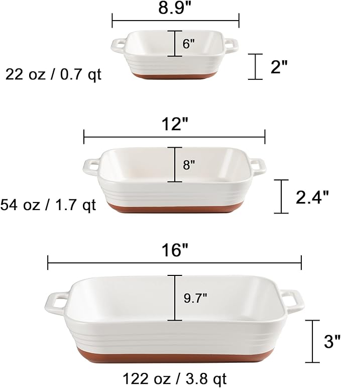Sweejar Relief Casserole Dishes for Oven, Ceramic 9x13 Baking Pans Set for Cooking, Cake, Banquet and Daily Use, Rectangular Bakeware Set, Porcelain Baking Dish, Lasagna Pan Deep with Handles(Navy)
