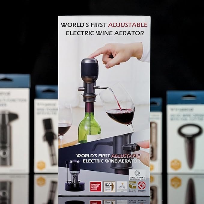 World's First Adjustable Electric Wine Aerator | Gun-Metal Special Edition | Vinaera PRO (Professional Edition)