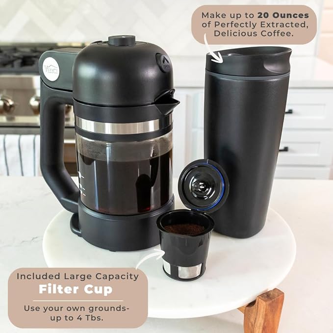 VINCI Micro Café Smallest Single-Serve Glass Coffee Brewer | Compatible with K-Cups, Pods & Ground Coffee | Enclosed & Circle Flow Brewing for Hotter, Richer Flavor | Brews 4oz to 20oz (Off-White)
