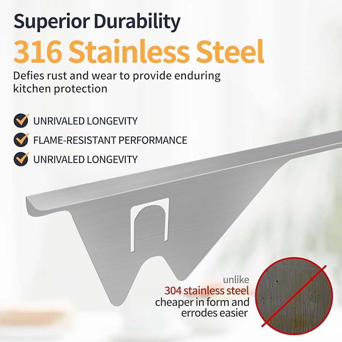 Upgrade 316 Stainless Steel Stove Gap Covers, 2 Pack Stove Gap Filler ALMCALS Stove Gap Guards Range Trim Kit Heat Resistant Oven Gap Filler Between Stovetop and Counter