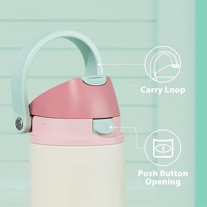 32 oz Insulated Water Bottle with Straw: Meoky Stainless Steel Metal Water Bottle with 2-in-1 Lid - Leak Proof, Cold for 24 Hours, Protective Silicone Base, BPA-Free for Sports Gym, Cream