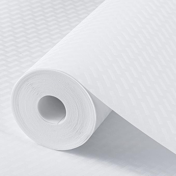 Shelf Liners for Kitchen Cabinets Refrigerator Liners Waterproof Kitchen Cupboard Liner Non-Slip Drawer Mats EVA Material Non Adhesive Fridge Liner for Shelves - White 17.5 x 236.2 Inches x 2 Rolls