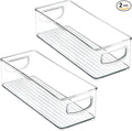 mDesign Small Plastic Nursery Storage Container Bins with Handles for Organization in Cabinet, Closet or Cubby Shelves - Organizer for Baby Food, Bibs, Formula - Ligne Collection - 2 Pack - Clear