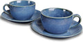Bosmarlin Ceramic Coffee Cup Mug with Saucer Set of 2 for Latte, Cappuccino, Tea, 8.5 Oz, Dishwasher and Microwave Safe(Royal blue, 2)