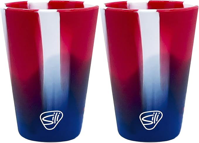 Silipint 1.5oz Silicone Shot Glasses – Pack of 2 Unbreakable, BPA-Free, Non-Toxic, Dishwasher & Freezer Safe Cups – Colored Shot Glasses for Cold Beverages, Cocktails, Travel, Party (Stars & Stripes)
