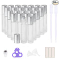 PrettyCare 24 Pack, 10 ml Essential Oil Roller Bottles with Stainless Steel Roller Ball - Refillable Leak-proof Empty Thick Frosted Glass Roll on Bottles with Silver Caps for Travel, Perfume