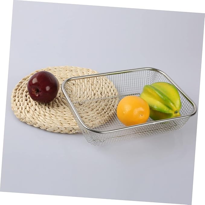 Stainless Steel Drain Basket 13X9.4X2.75 Inch Rectangular Kitchen Colander Multi-Purpose Fruit and Vegetable Strainer Holder for Washing and Storage