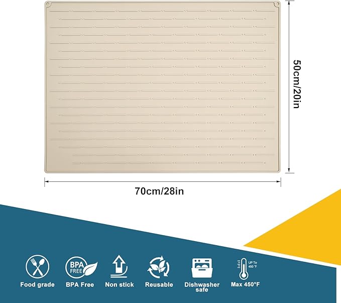 Cook's Aid Stove Top Cover for Electric Stove - Silicone Stove Mat for Glass Top Stove, Glass Cooktop Protector, Dish Mat Drying Kitchen Mat (Elegant Beige, 20x28 Inch)