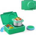 Omie OmieBox UP bento Box for Kids | Insulated Lunch Box | Leak Proof Vacuum Insulated Thermal Food jar | Cooler ice Pack | 2 Compartments (Jade Green)