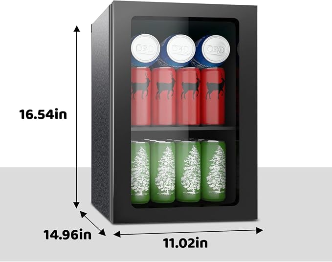 Compact 24 Can/0.95 Cu.Ft Mini Fridge, Portable Quiet Small Beverage Refrigerator Cooler With Removable Shelves&Manual Temperature Control For Office, Dorm, Bar