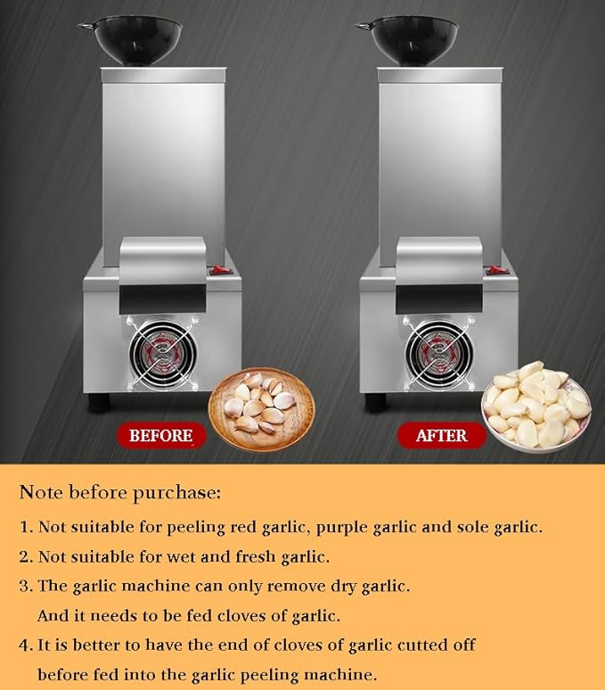 Commercial Electric Garlic Peeler, Garlic Cloves Peeling Tool, Stainless Steel Garlic Peeler Machine for Restaurants Barbecue Shops Canteen Hotels (110V US Plug)