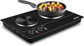 CUSIMAX Hot Plate, 1800W Electric Burner Double Hot Plate for Cooking Countertop Burner with Adjustable Temperature Control, Portable Electric Cast Iron Hot Plates Cooktop, Easy to Clean, Black