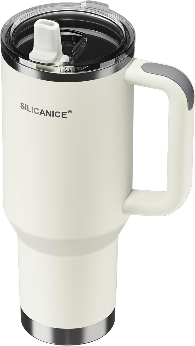 For Travel & Gym – Never Drink from a Moldy Lid Again: 40oz Hygienic Tumbler, 100% Leakproof Lid & Removable Foldable Spout. Reinforced Base, Fits Cup Holders - Cream