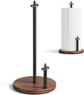 TJ.MOREE Paper Towel Holder Countertop, Wooden Paper Towel Holder with One-Hand Tear Design, Heavy Duty Paper Towel Holder Stand with Oak & Metal Weighted Base for Kitchen