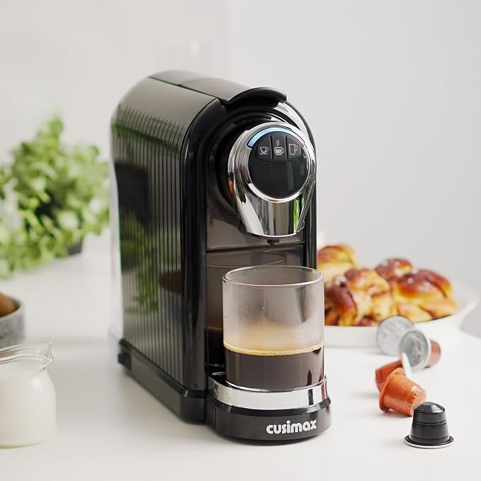 CUSIMAX Coffee Maker for Nespresso Original, Single Serve Espresso Coffee Machine with Capsule Storage, Programmable 3 Brew Sizes, 19Bar High Pressure, 27oz/0.8L Removable Reservoir, Energy Saving