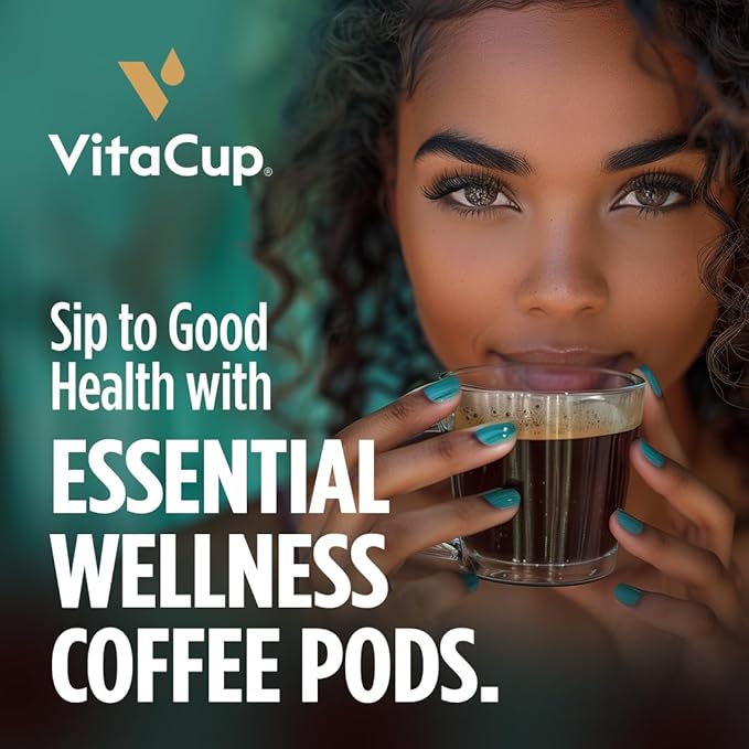 VitaCup Immunity Coffee Pods, Wellness Boost with Antioxidants, Echinacea, Probiotics, Vitamin C & D3, Medium Dark Roast, Single Serve Pod Compatible with Keurig K-Cup Brewers,64 Ct