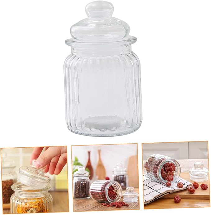 4pcs Glass Storage Can Meal Prep Containers Lids for Pantry Organization