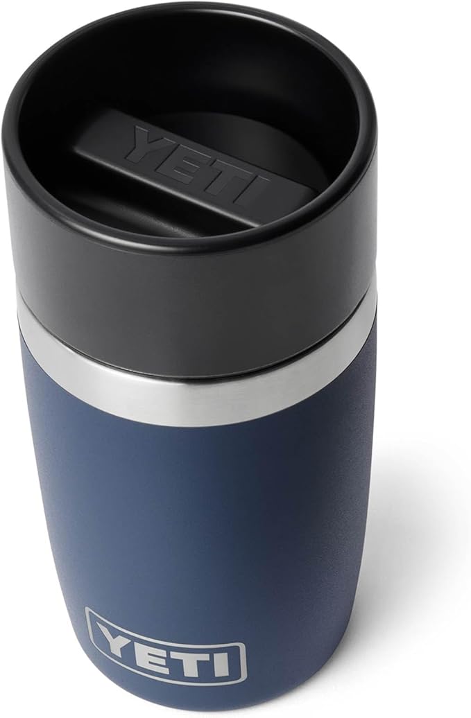 YETI Rambler 8 oz Travel Bottle, Stainless Steel, Vacuum Insulated with Leakproof Commuter Cap, Navy