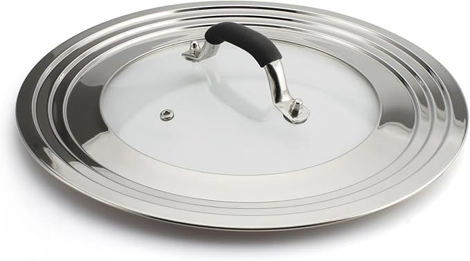 15 inch Large Universal Lid for 11-15" Pans Pots, Stainless Steel Pan Lid Cover for 11 12 13 14 15 In Cast Iron Skillets Frying Pans Woks