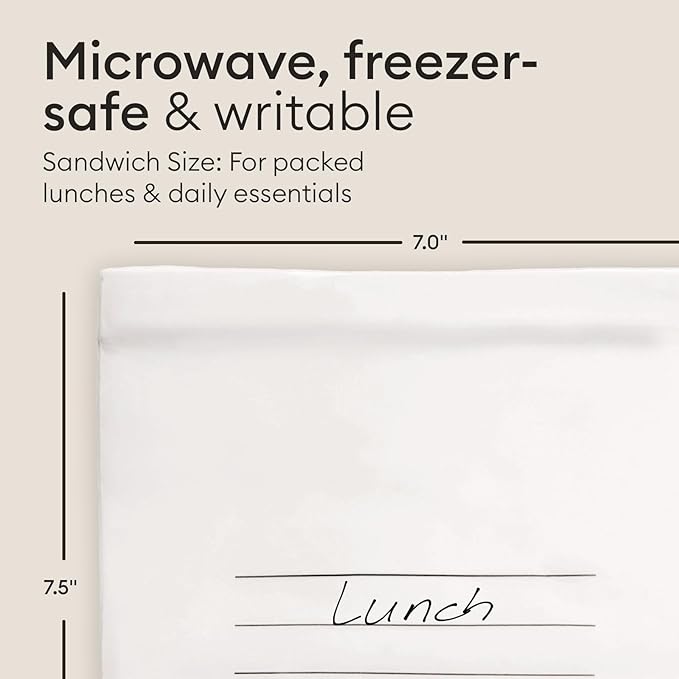 Vove Compostable Sandwich Bags 30 Ct – PFAS-Free, BPI Certified, Freezer Safe with Airtight Seal for Lunches & Meal Prep, Plant-Based