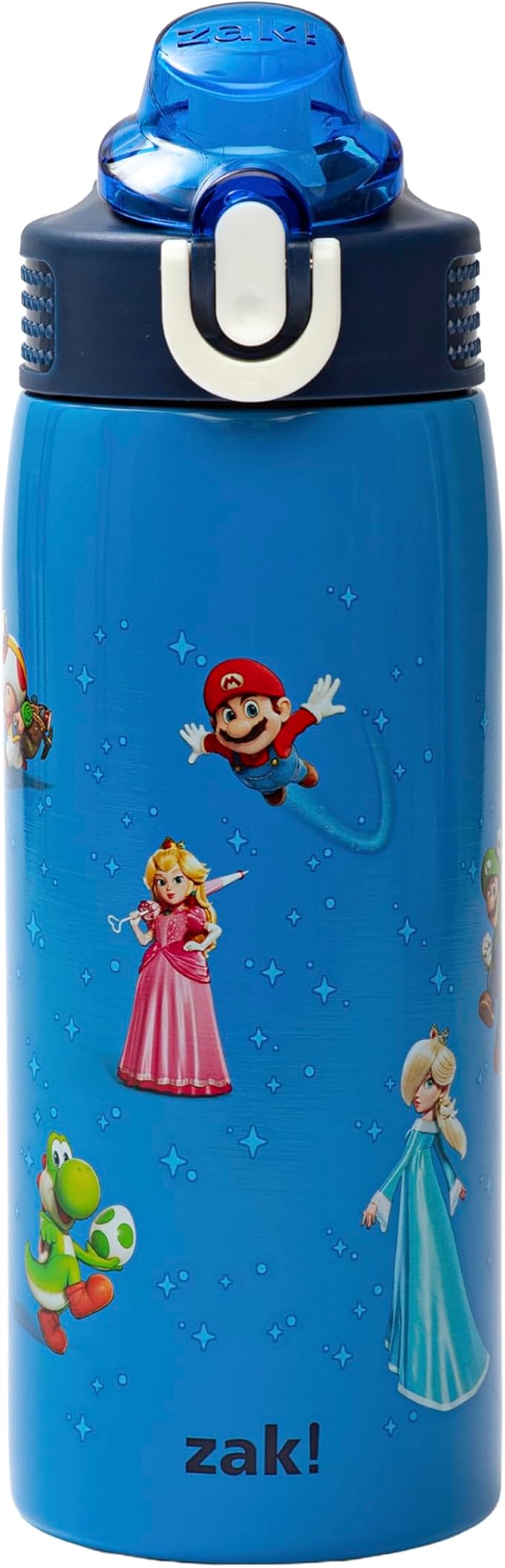 Zak Designs The Super Mario Galaxy Movie Sage Kids Water Bottle For School or Travel, 19oz Insulated Stainless Steel Water Bottle With Leak-Proof Straw, BPA Free (Mario & Friends)