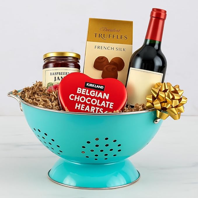 Reston Lloyd Calypso Basics Extra Large Enameled Colander with Solid Base, Strainer Basket with Handles, for Pasta, Berries, Vegetables, Fruit, 7 Quart, Turquoise ( 224oz/ 6.6 L)