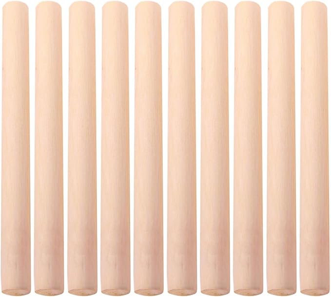 LABRIMP 10pcs Rolling Pin Wooden Dough Roller French Cookies from France Wood Biscuits Dough- Smooth Roller Wood Dough Roller Baking Tool Clay Tools Pie Crust Cake Dumpling