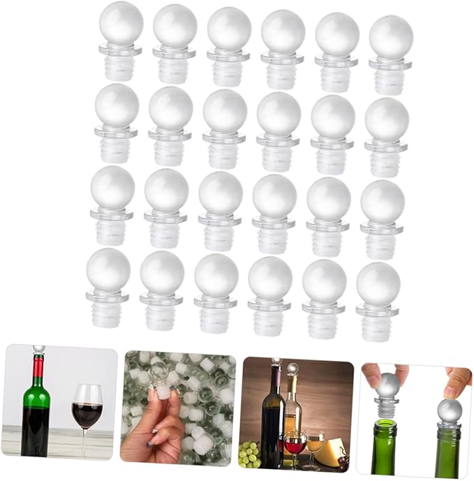 24pcs Glass Ball Stoppers for Alcohol Accessories Wine Bottle Sealer Portable Wine Saver Aroma Dispenser Stopper