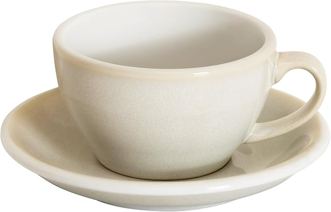 Loveramics Coffee Cup Ceramic, 8 oz Latte Art Cup with Saucer for Cappuccino, Tea, Espresso, Thick - walled stoneware Cappuccino mug Set for Cafe and Barista - Potters Colours (Ivory, 8OZ)