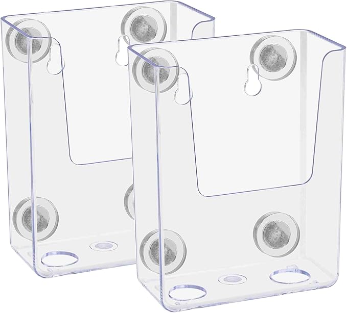 Marketing Holders 2 Pack Magnetic Vertical Business Card Pocket Holds 3.5 Inch Wide Clear Acrylic Sticker Index Cards or Brochure Holders Retail Shops Insurance Office or Realtor