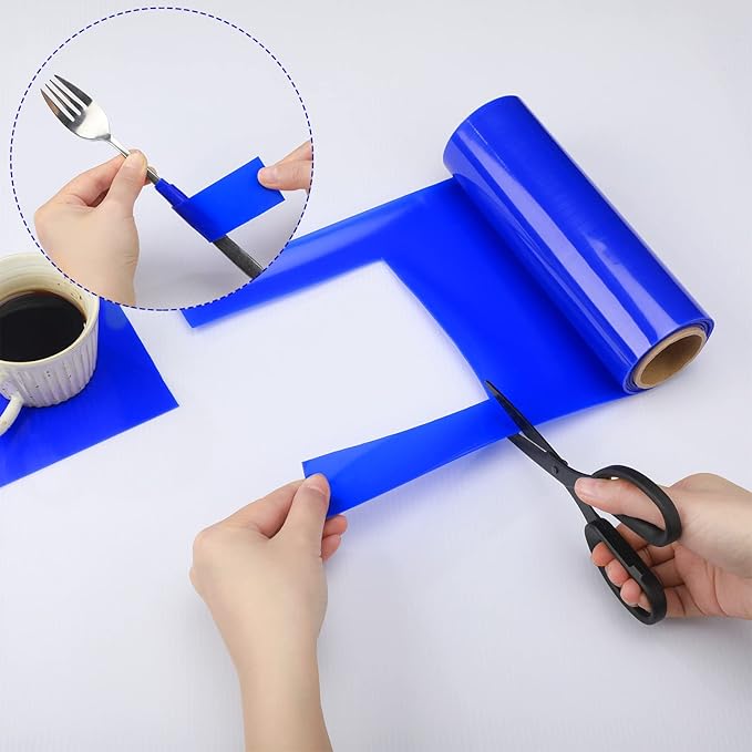 Treela 2 Rolls Non Slip Material Roll, 8 Inch x 3.25 ft Silicone Roll Cut to Size Blue Non Slip Mat Large Table Pads for Baking Drawer Crafts Counter Eating Aids Drawer