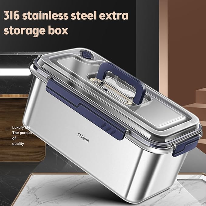 Karlak Food Storage Containers with Lids Aight Food Grade 304 Stainless Steel Large acity Leakproof Kitchen Storage Container with Date Indicator Sealing Ring den Handle Oven Micro