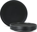 Ceramic Dinner Plates, 10.25 Inch, Set for 4, Modern Black | Flat Dish Design, Microwave & Dishwasher Safe, Perfect for Family and Entertaining, For Steak, Sandwiches, Pizza, Pasta