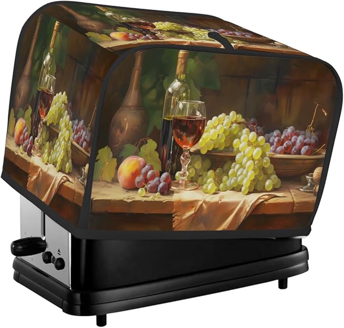 Red Wine Grapes Modern Toaster Cover 4 Slice Dust and Fingerprint Protection Toaster Bread Maker Covers Washable Kitchen Small Appliance Covers for Kitchen Accessories Decor Bakeware Women Gift
