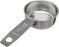 1/4 Cup Stainless Steel Measuring Cup | Sturdy Metal 60 ml | 60 cc | 2 oz | Single Cup for Wet and Dry Ingredients | Great for use as 1/4 Cup Dog Food Scoop - 1 PK