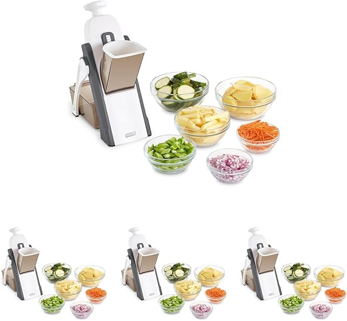 Dash Safe Slice® Mandoline - Compact,Foldable Food Slicer - Slice,Dice,Julienne & More - Perfect for Quick Food Prep - Recipe Guide Included - Cool Grey,(Pack of 4)