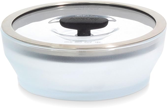 Anyday 4-Pc Microwave Cookware & Glass Food Storage Set with Glass Lids | Medium Plastic-Free Containers | Stackable Steamer with Vented Lid for Microwave-Safe Reheating & Steaming Vegetables, Rice