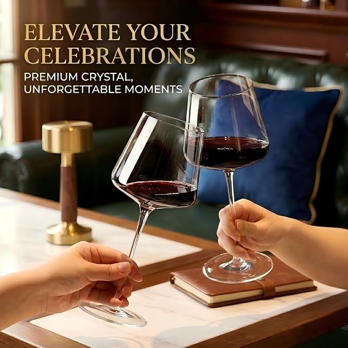 Physkoa Wine Glasses Set 2-18oz-LeadFree Wine Glass with Long Stem,Clear Stemmed Wine Glasses【HandBlown Glassware】 Crystal Wine Gifts for Women Birthday Wedding