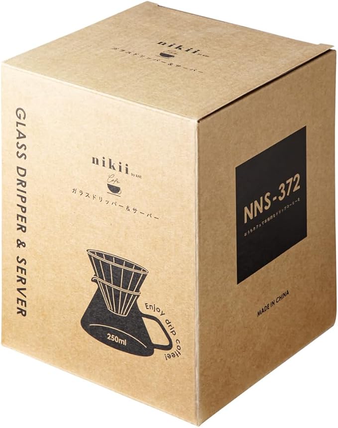 &NE NNS-372 Glass Dripper & Server, Gray, Width 6.7 x Depth 5.3 x Height 5.7 inches (17 x 13.5 x 14.5 cm), Actual Capacity 8.5 fl oz (250 ml), Coffee Set, Heat Resistant Glass, Paper Filter, Microwave