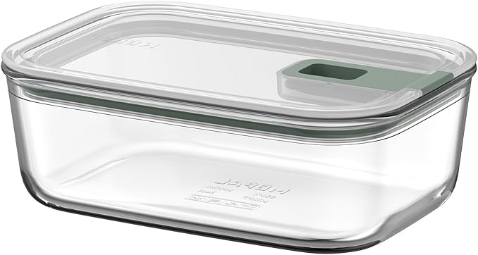 Mepal - Glass Food Container EasyClip - Container with lid & sliding closure - Meal prep boxen - Suitable for microwave, steam oven and oven - Airtight - 1 l - Nordic sage
