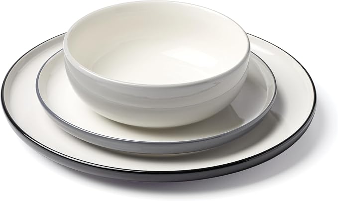 Oneida Dinnerware Set, 24 Seven Colors Pumice 12-Piece Set, Service For 4, Dishwasher Safe, Microwave Safe, Porcelain, Plates And Bowls sets, Dish Sets, Plates, Home And Kitchen (Pumice, 12 Piece)