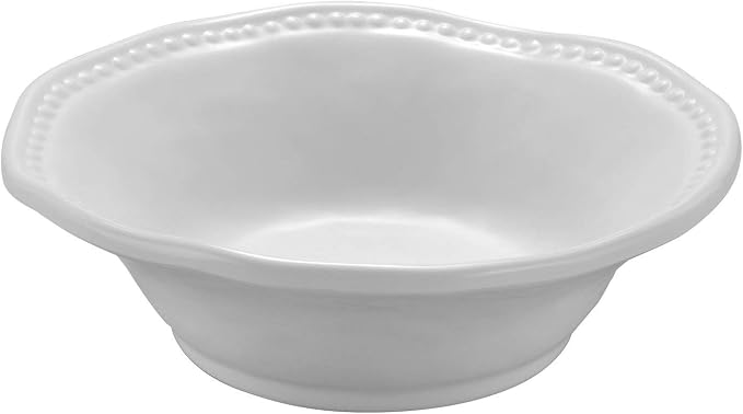 UPware 12 Piece Pebble Melamine Dinnerware Sets, Outdoor Dishes Set, Plates and Bowls Sets, Service for 4, White