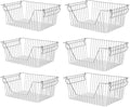 Stackable Wire Metal Baskets Storage Bins Fruit Vegetable Organization Pantry Cabinet Metal Bin for Kitchen Pantry Freezer Cabinet, Set of 6
