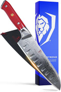 Dalstrong Santoku Knife - 7 inch - Shogun Series - Damascus - Japanese AUS-10V Super Steel Kitchen Knife - Vacuum Treated - Crimson Red ABS Handle - Razor Sharp Vegetable Knife - w/Sheath
