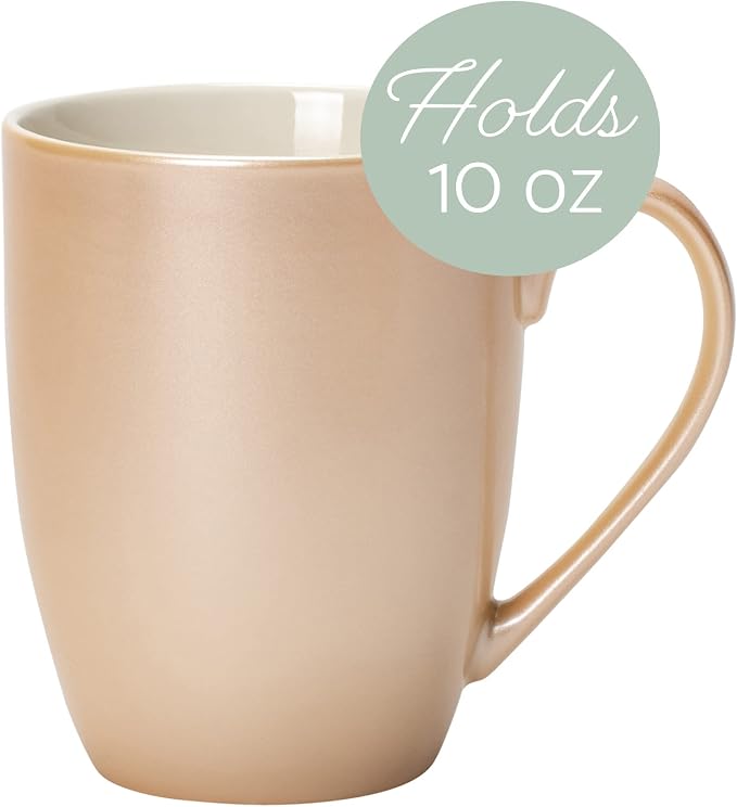 Elanze Designs Pearlescent Sand Finish 10 ounce New Bone China Coffee Cup Mugs Set of 4