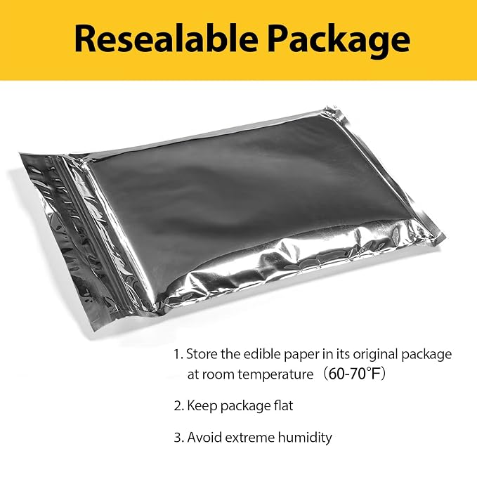 CRANBOLY 25 pcs Edible Paper 11.7" x 8.3" A4 Frosting Sheets Icing Sheets for Cakes Printable Sugar Sheets Edible Paper Cake Edible Sheets in Resealable Packaging for Cake Toppers