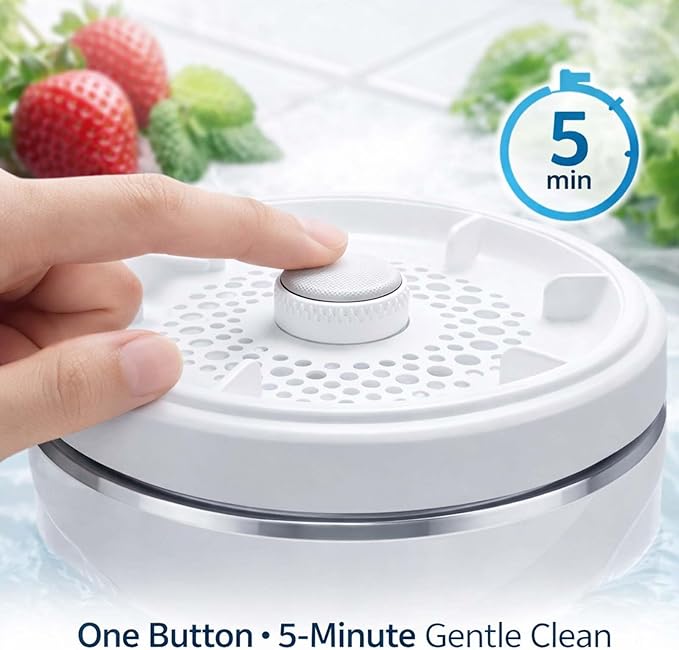 2026 Upgraded Fruit And Vegetable Washing Machine,Titanium Electrolysis Produce Cleaner,Ipx7 Waterproof Cordless Device For Berries & Meat For Fruits, Vegetable & More (2PCS)